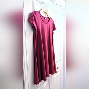Pink Linen Blend Flowy Knee Length T-shirt Dress. M.